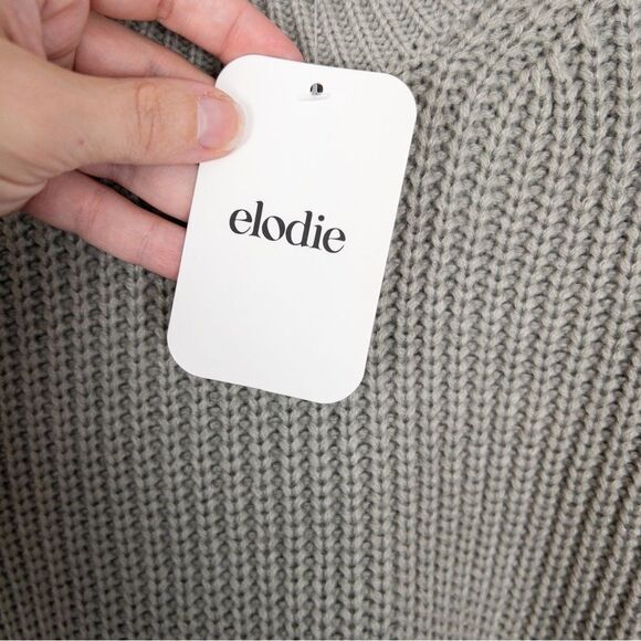 Elodie Womens Grey Crewneck Cropped Sweater Size Medium New Cozy Ribbed Neutral - Picture 6 of 10